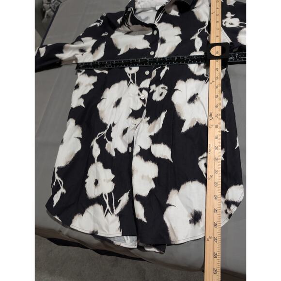 Chico's No Iron Stretch Fairycore Floral Cotton Tunic Top Size 0 US 4 XS Shirt - Picture 6 of 12